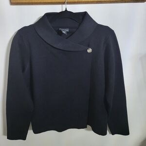 Adrienne Vittadini Women's Black Sweater Side Button Closure, Size M